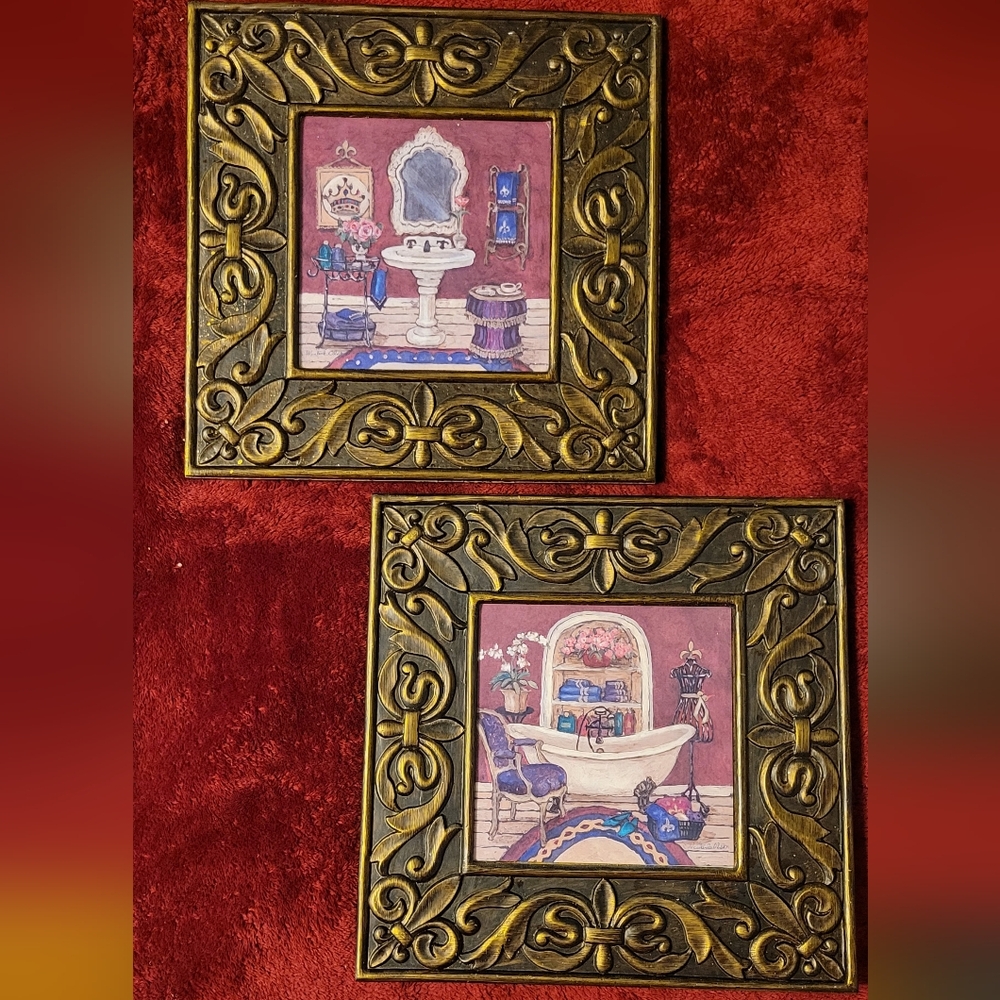 kirklands Home Decor Framed Bathroom Wall Pictures, A set of 2